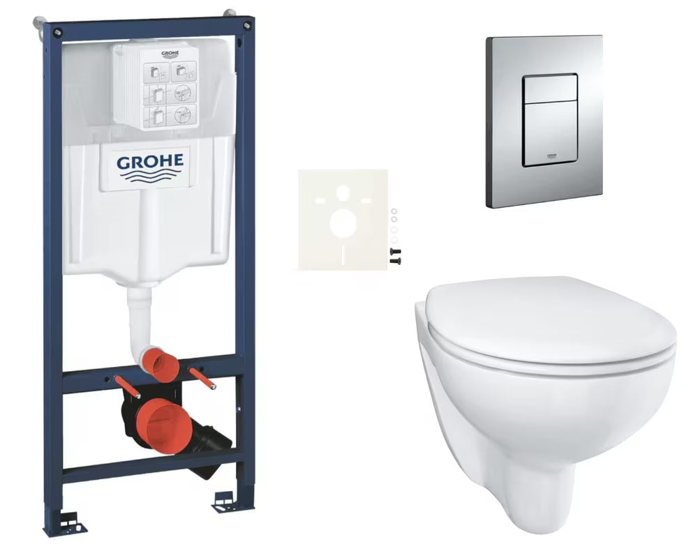 Zestaw WC podtynkowy Grohe Bau Ceramic z modułem podtynkowym Rapid SL, przyciskiem Even i deską soft Close