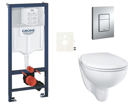 Zestaw WC podtynkowy Grohe Bau Ceramic z modułem podtynkowym Rapid SL, przyciskiem Even i deską soft Close
