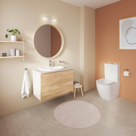 Chromowana jednouchwytowa stojąca bateria umywalkowa Grohe bauloop z odpływem