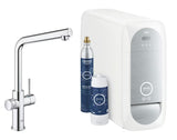 Chromowana bateria zlewozmywakowa Grohe Blue Home Duo pro wodę filtrowaną, schłodzoną i gazowaną