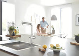 Chromowana bateria zlewozmywakowa Grohe Blue Home Duo pro wodę filtrowaną, schłodzoną i gazowaną