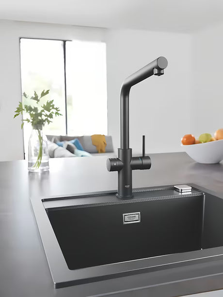 Grohe Blue Home Duo bateria zlewozmywakowa z filtracją i chłodzeniem wody w wykończeniu velvet black