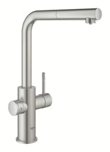Grohe Blue Home bateria zlewozmywakowa supersteel z funkcją filtracji i chłodziarką pro wodę gazowaną
