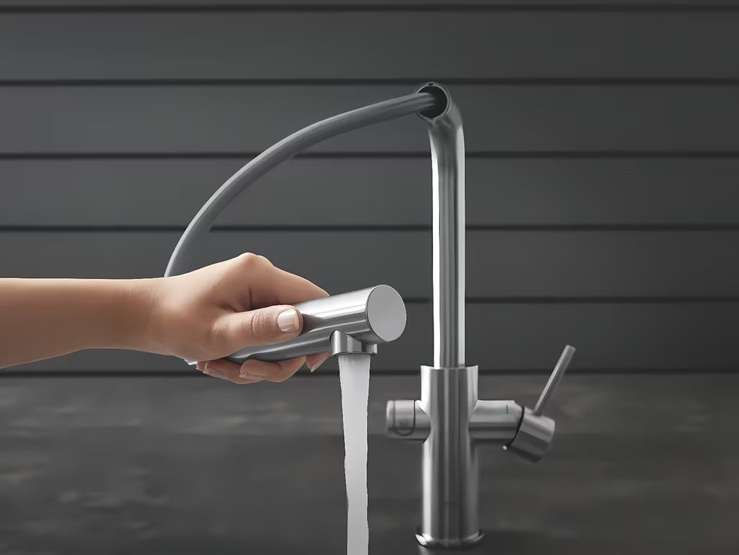 Grohe Blue Home bateria zlewozmywakowa supersteel z funkcją filtracji i chłodziarką pro wodę gazowaną
