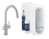 Grohe Blue Home bateria zlewozmywakowa supersteel z filtracją i chłodziarką pro do wody niegazowanej i gazowanej