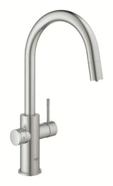 Grohe Blue Home bateria zlewozmywakowa supersteel z filtracją i chłodziarką pro do wody niegazowanej i gazowanej