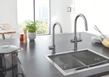 Grohe Blue Home bateria zlewozmywakowa supersteel z filtracją i chłodziarką pro do wody niegazowanej i gazowanej