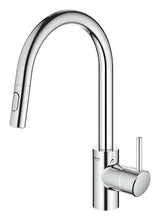 Chromowana bateria zlewozmywakowa Grohe Concetto New z wysoką obrotową wylewką i wyciąganą wylewką prysznicową