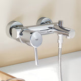 Ścienna jednouchwytowa bateria wannowa Grohe Concetto New w chromowanym wykończeniu z przełącznikiem wanna/prysznic