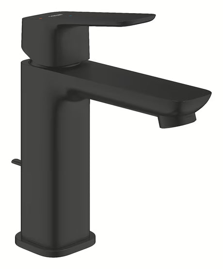 Grohe Cubeo jednouchwytowa bateria umywalkowa w matowej czerni z odpływem