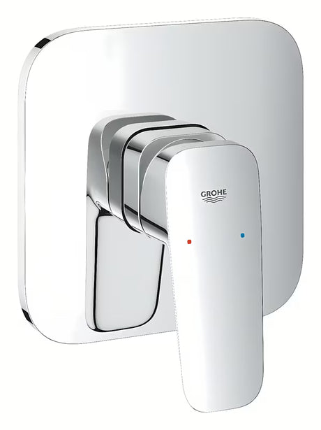 Grohe Cubeo podtynkowa bateria prysznicowa w błyszczącym chromie z metalowym panelem i dźwignią