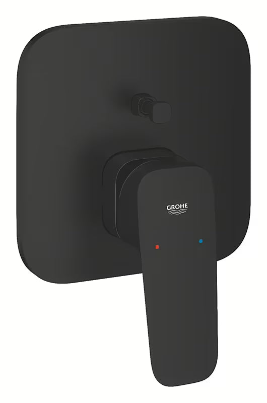 Grohe Cubeo podtynkowa prysznicowa i bateria wannowa w czarnym macie z dźwignią