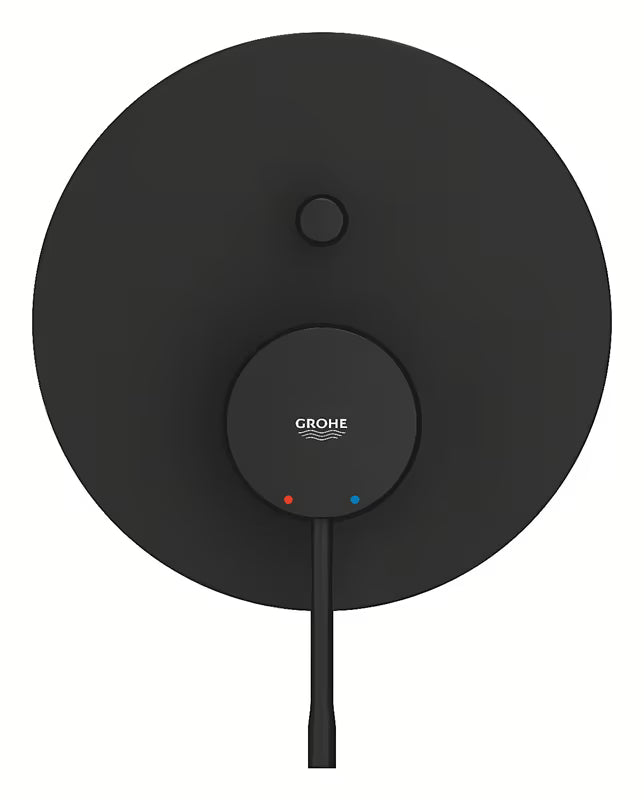 Podtynkowa prysznicowa i bateria wannowa Grohe Essence w wykończeniu phantom black z dźwignią.