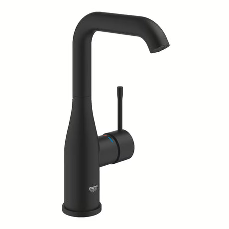 Bateria umywalkowa jednouchwytowa Grohe Essence w rozmiarze L, w wykończeniu phantom black, z obrotową wylewką.