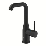 Bateria umywalkowa jednouchwytowa Grohe Essence w rozmiarze L, w wykończeniu phantom black, z obrotową wylewką.