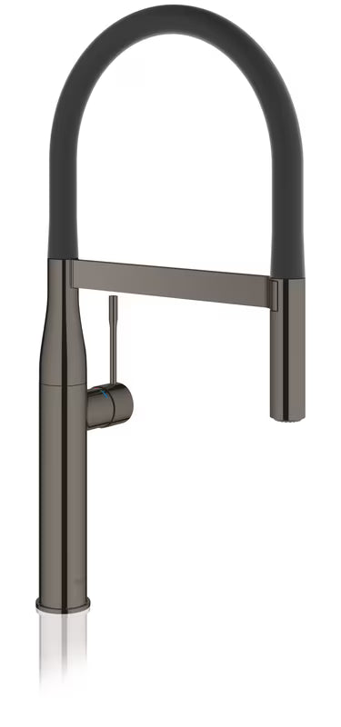 Bateria zlewozmywakowa Grohe Essence Professional w wykończeniu hard graphite z wyciąganą wylewką i obrotową wylewką