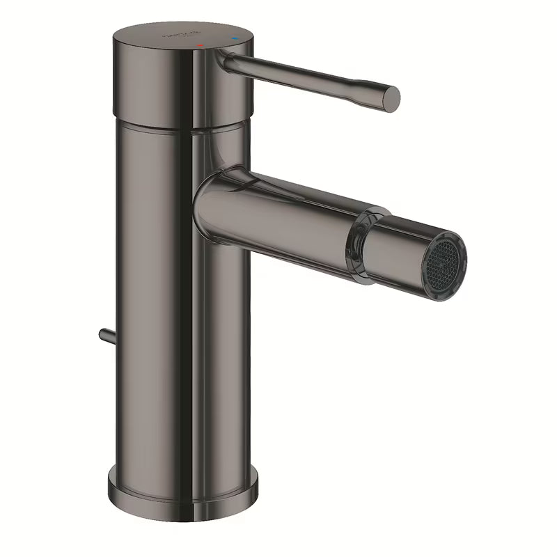Bateria bidetowa jednouchwytowa Grohe Essence w wykończeniu Hard Graphite z odpływem.