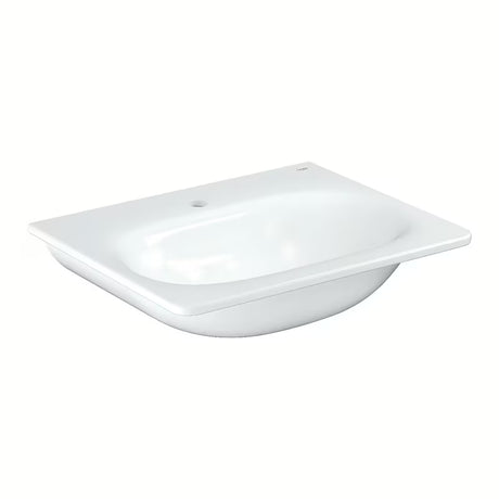 Wiszące ceramiczna umywalka Grohe Essence Ceramic 600 x 485 mm w białym Alpine White z cienkim rantem