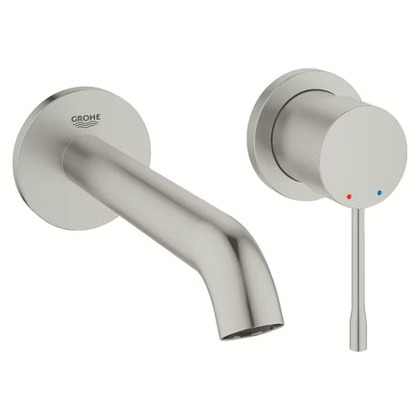 Podtynkowa bateria umywalkowa Grohe Essence New w matowym wykończeniu supersteel pro do montażu ściennego.