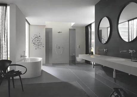 Podtynkowa bateria umywalkowa Grohe Essence New w matowym wykończeniu supersteel pro do montażu ściennego.