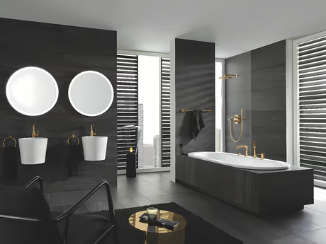 Bateria wannowa Grohe Essence New z zestawem prysznicowym ręcznym w wykończeniu Cool Sunrise