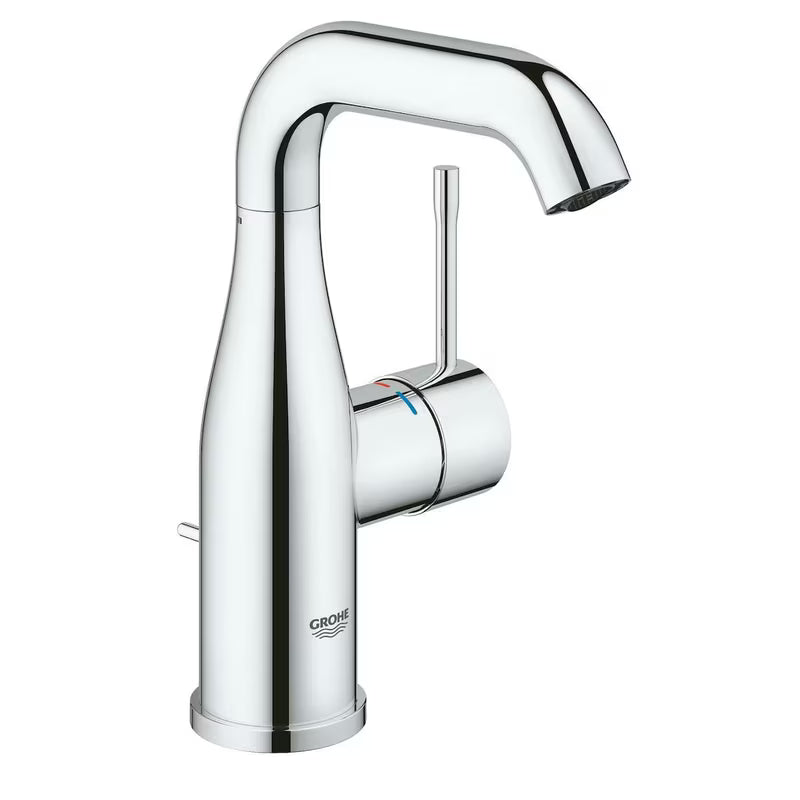 Chromowana bateria umywalkowa Grohe Essence New z odpływem z obrotową wylewką