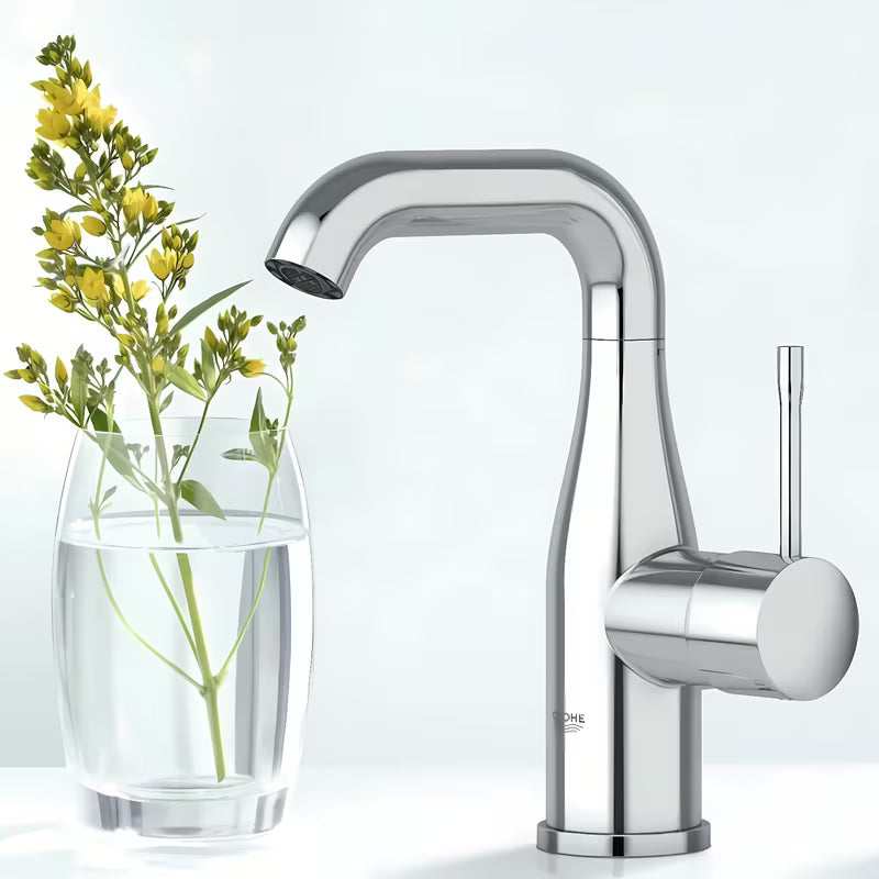 Chromowana bateria umywalkowa Grohe Essence New ze średnio wysoką wylewką i obrotową wylewką
