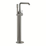 Podłogowa bateria wannowa Grohe Essence New z rączką prysznicową w wykończeniu brushed hard graphite.