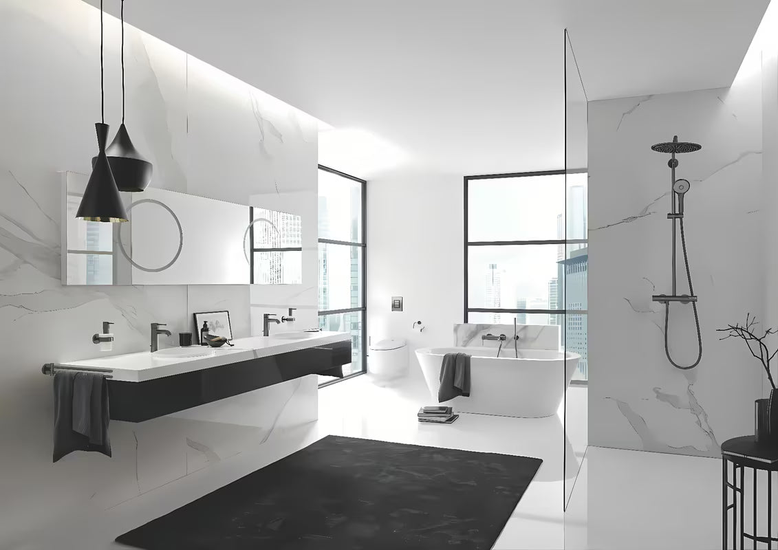 Grohe Essence New jednouchwytowa bateria umywalkowa z wysoką wylewką w wykończeniu brushed hard graphite