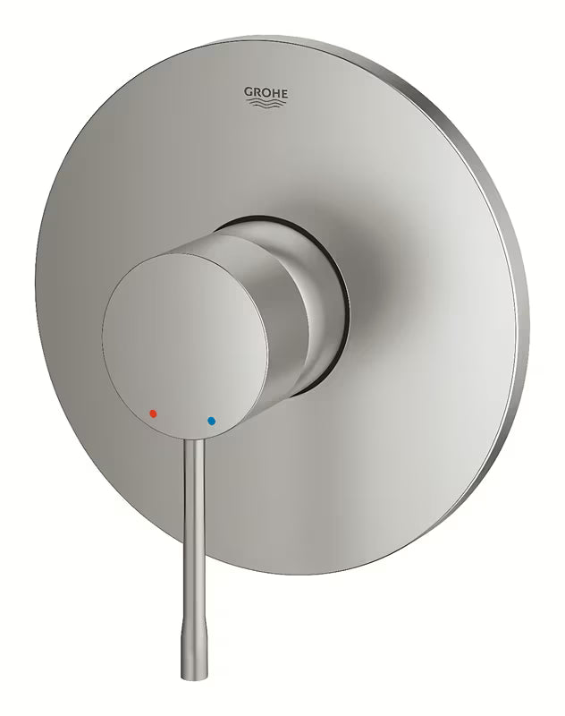 Podtynkowa jednouchwytowa bateria prysznicowa Grohe Essence New w wykończeniu supersteel z metalowym panelem