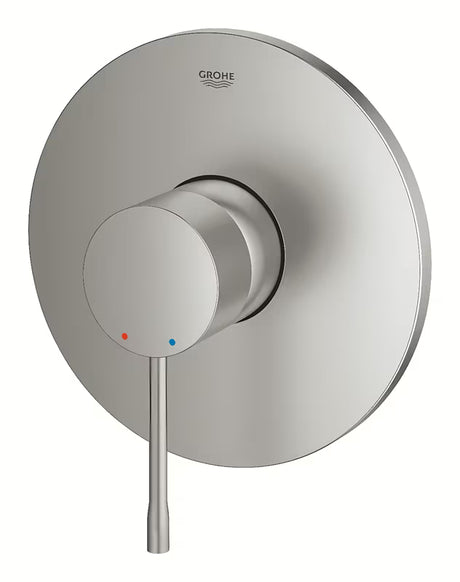 Podtynkowa jednouchwytowa bateria prysznicowa Grohe Essence New w wykończeniu supersteel z metalowym panelem