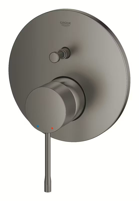 Podtynkowa bateria prysznicowa Grohe Essence New w wykończeniu brushed hard graphite z 2-drożnym przełącznikiem.
