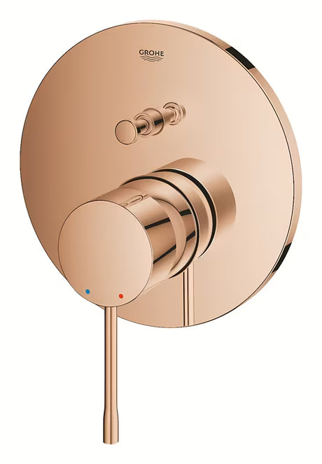 Podtynkowa prysznicowa i bateria wannowa Grohe Essence New w wykończeniu warm sunset z 2-drożnym przełącznikiem