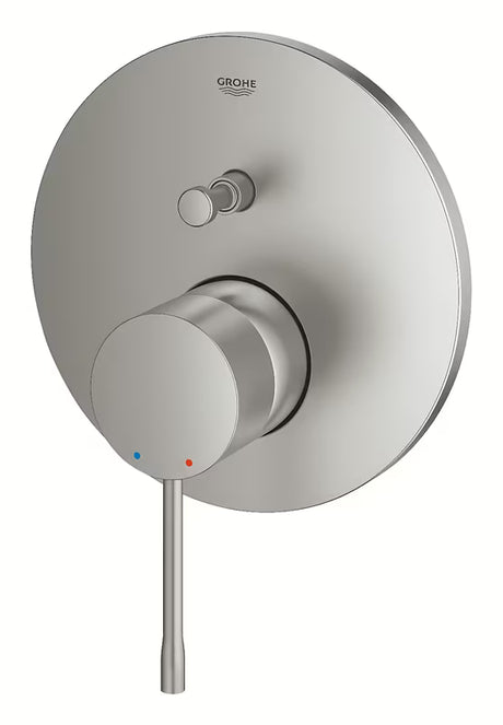 Podtynkowa bateria prysznicowa Grohe Essence New w wykończeniu supersteel z dźwignią i 2-kierunkowym przełącznikiem.