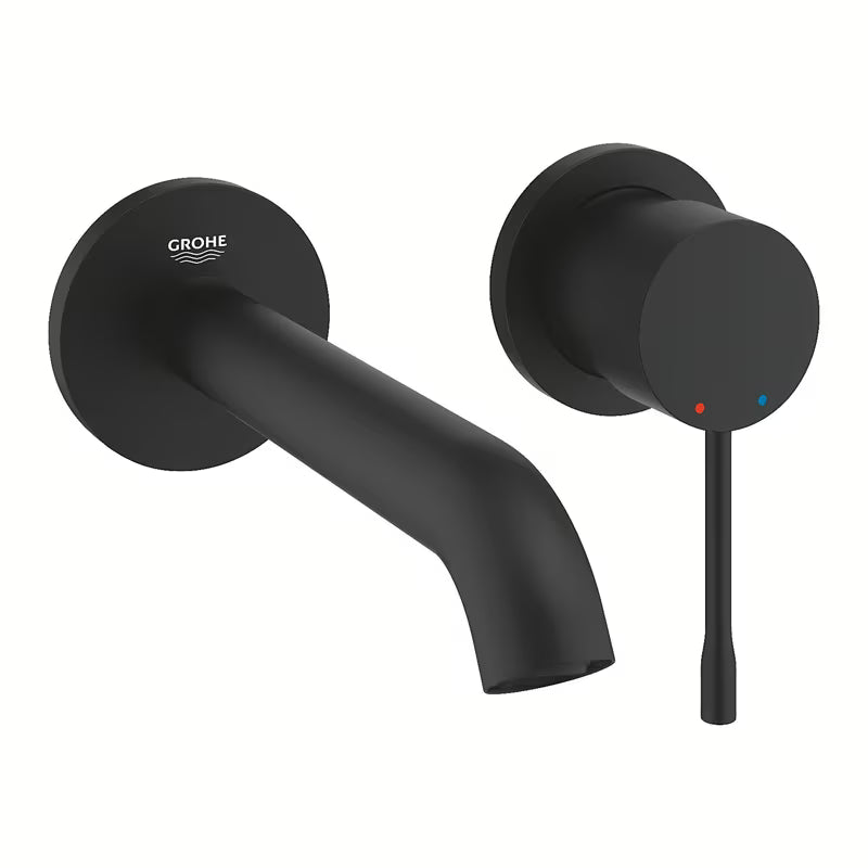 Grohe Essence New podtynkowa bateria umywalkowa ścienna w kolorze phantom black z dźwignią i rozetą