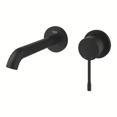 Grohe Essence New podtynkowa bateria umywalkowa ścienna w kolorze phantom black z dźwignią i rozetą