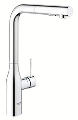 Chromowana bateria zlewozmywakowa Grohe Essence New z wysoką obrotową wylewką i wyciąganą wylewką prysznicową