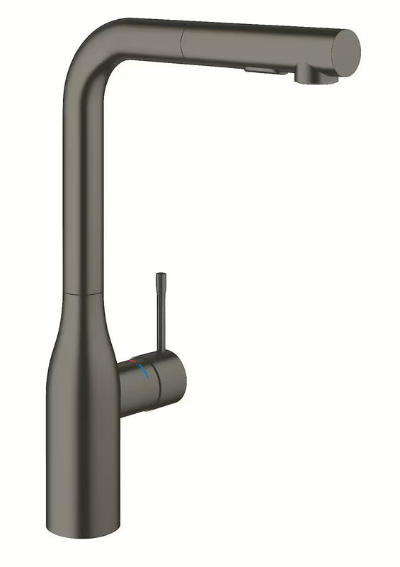 Bateria zlewozmywakowa Grohe Essence New brushed hard graphite z wysoką wylewką i wyciąganą wylewką natryskową