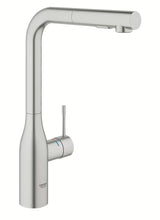Grohe Essence New bateria zlewozmywakowa z wysoką obrotową wylewką i wyciąganą wylewką w wykończeniu supersteel.
