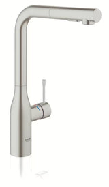Grohe Essence New bateria zlewozmywakowa z wysoką obrotową wylewką i wyciąganą wylewką w wykończeniu supersteel.