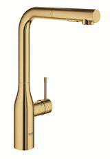 Grohe Essence New bateria zlewozmywakowa w kolorze cool sunrise z wysoką obrotową wylewką i wyciąganą wylewką natryskową