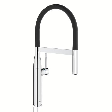 Chromowana bateria zlewozmywakowa Grohe Essence New z wyciąganą wylewką z wysoką obrotową wylewką