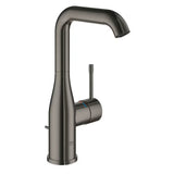 Wysoka jednouchwytowa bateria umywalkowa Grohe Essence New w wykończeniu Hard Graphite z obrotową wylewką