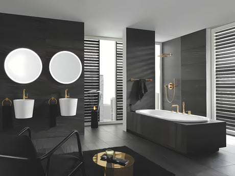 Grohe Essence New wysoka jednouchwytowa bateria umywalkowa w wykończeniu Brushed Cool Sunrise z obrotową wylewką