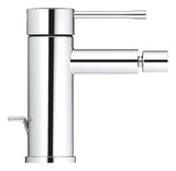 Chromowana jednouchwytowa bateria bidetowa Grohe Essence New z odpływem i przegubowym perlatorem