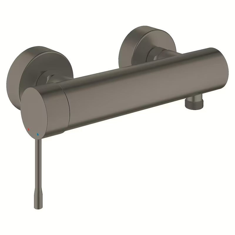 Ścienna jednouchwytowa bateria prysznicowa Grohe Essence New w wykończeniu brushed hard graphite.