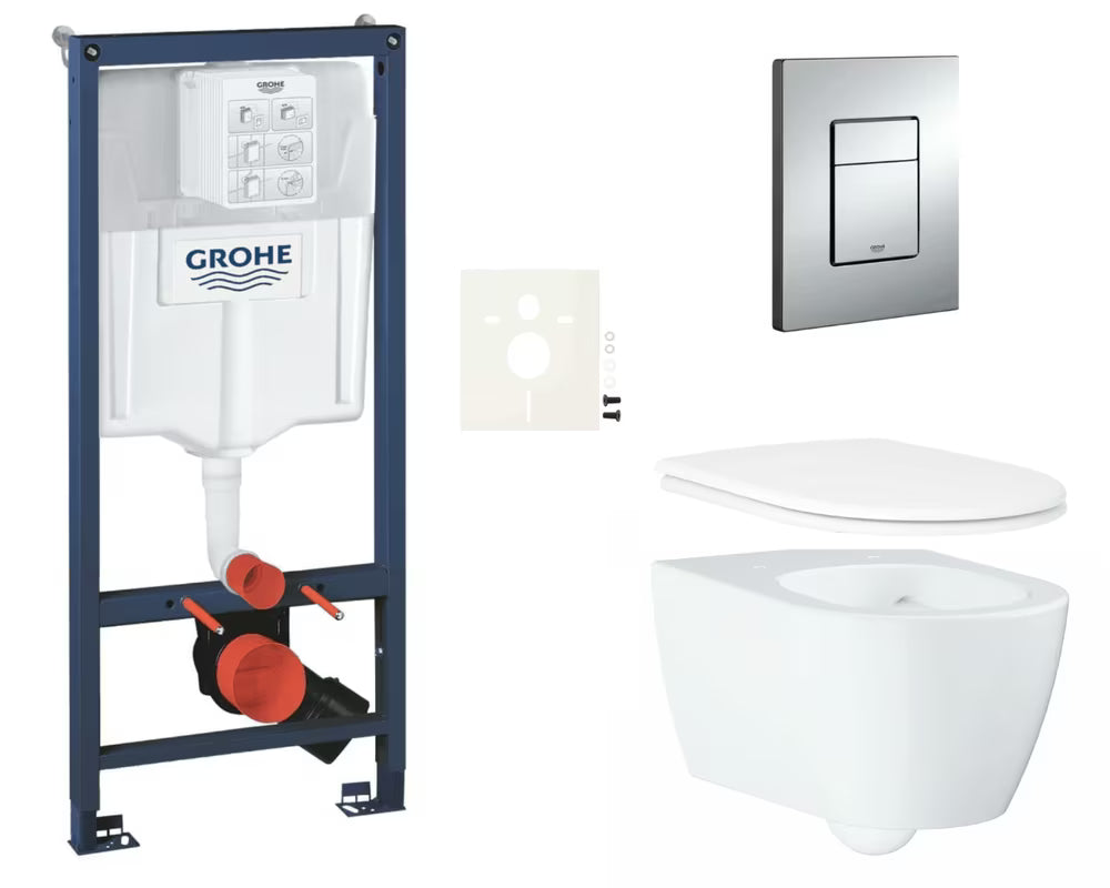 Zestaw WC podtynkowy Grohe Essence z modułem podtynkowym Rapid SL, przyciskiem Even i ceramiką bezkołnierzową