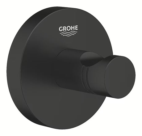 Metalowy haczyk na szlafrok Grohe Essentials w czarnym macie z ukrytym mocowaniem