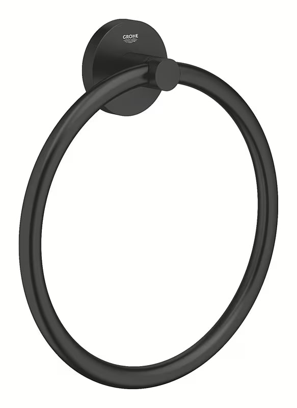 Metalowy uchwyt na ręczniki Grohe Essentials w matowoczarnym wykończeniu z ukrytym mocowaniem