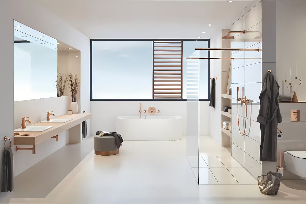 Wieszak na ręcznik Grohe Essentials z wykończeniem powierzchni warm sunset i ukrytym mocowaniem